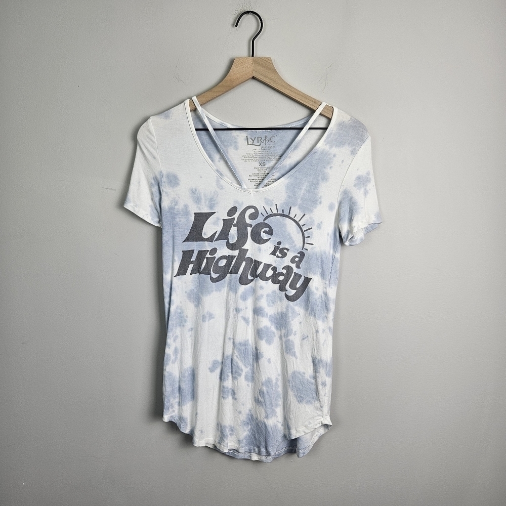 Lyric Culture Red Label XS T Shirt Blue Tie Dye Life Highway Rock Roll